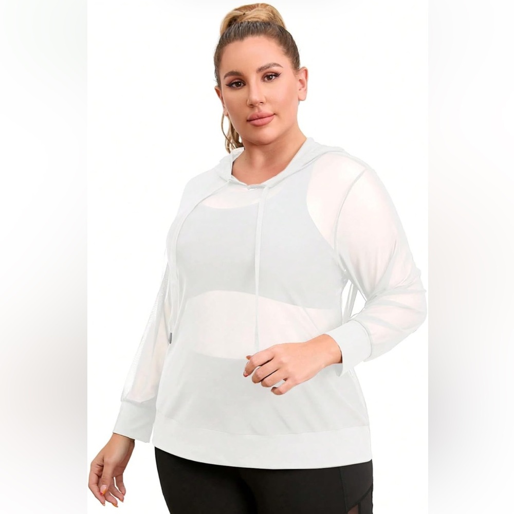 NWT No Label Size XL White Mesh Sweatshirt